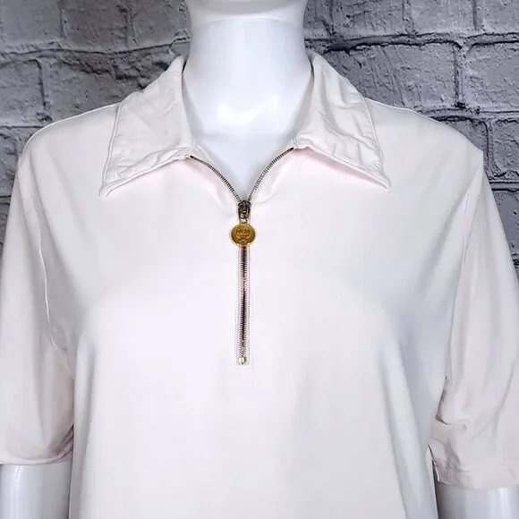 MCM Vintage Pink Polo with Eyelet Hem, Women's Medium - Picture 1 of 12